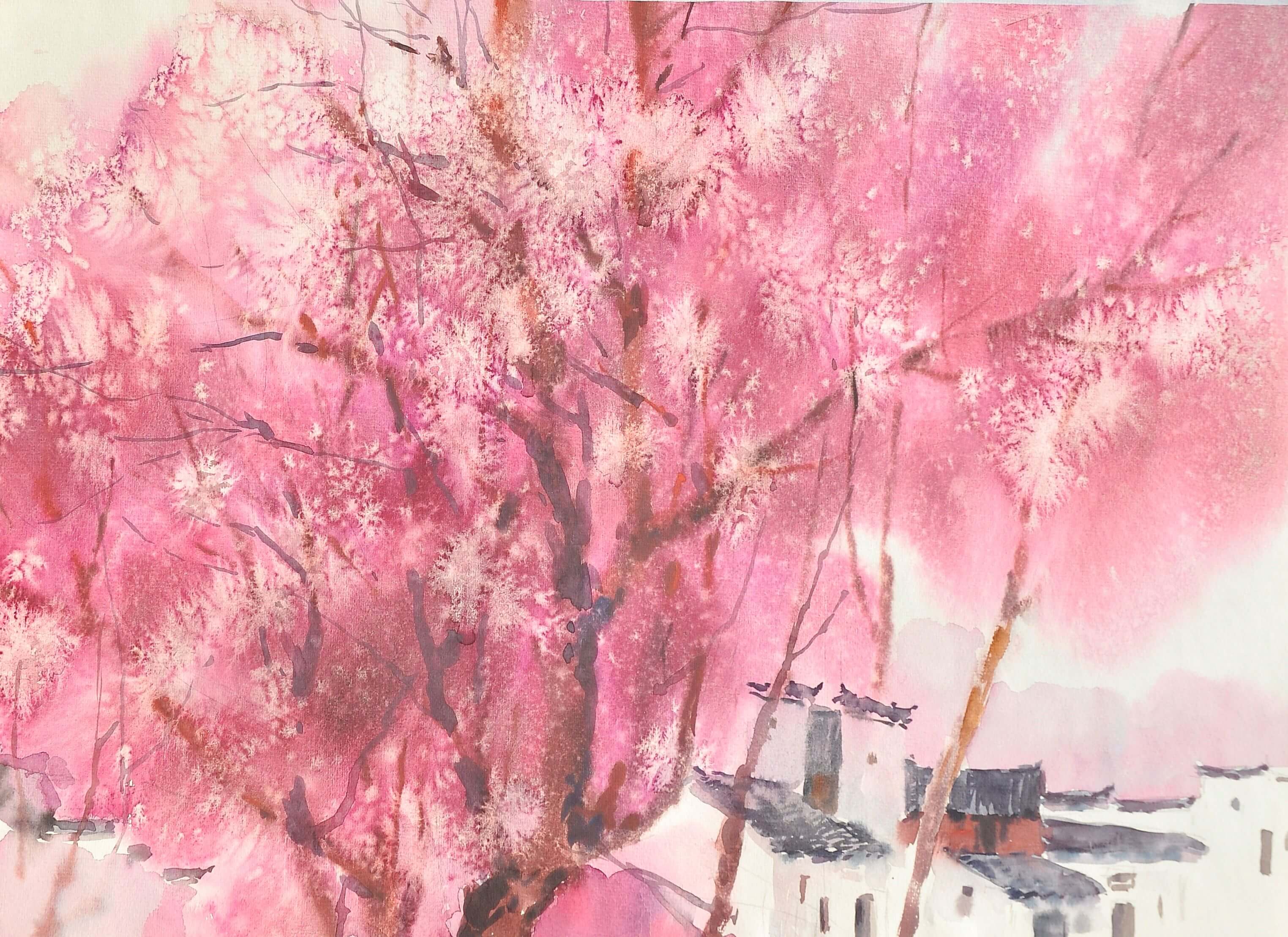 紫色的树53.5x38.5cm