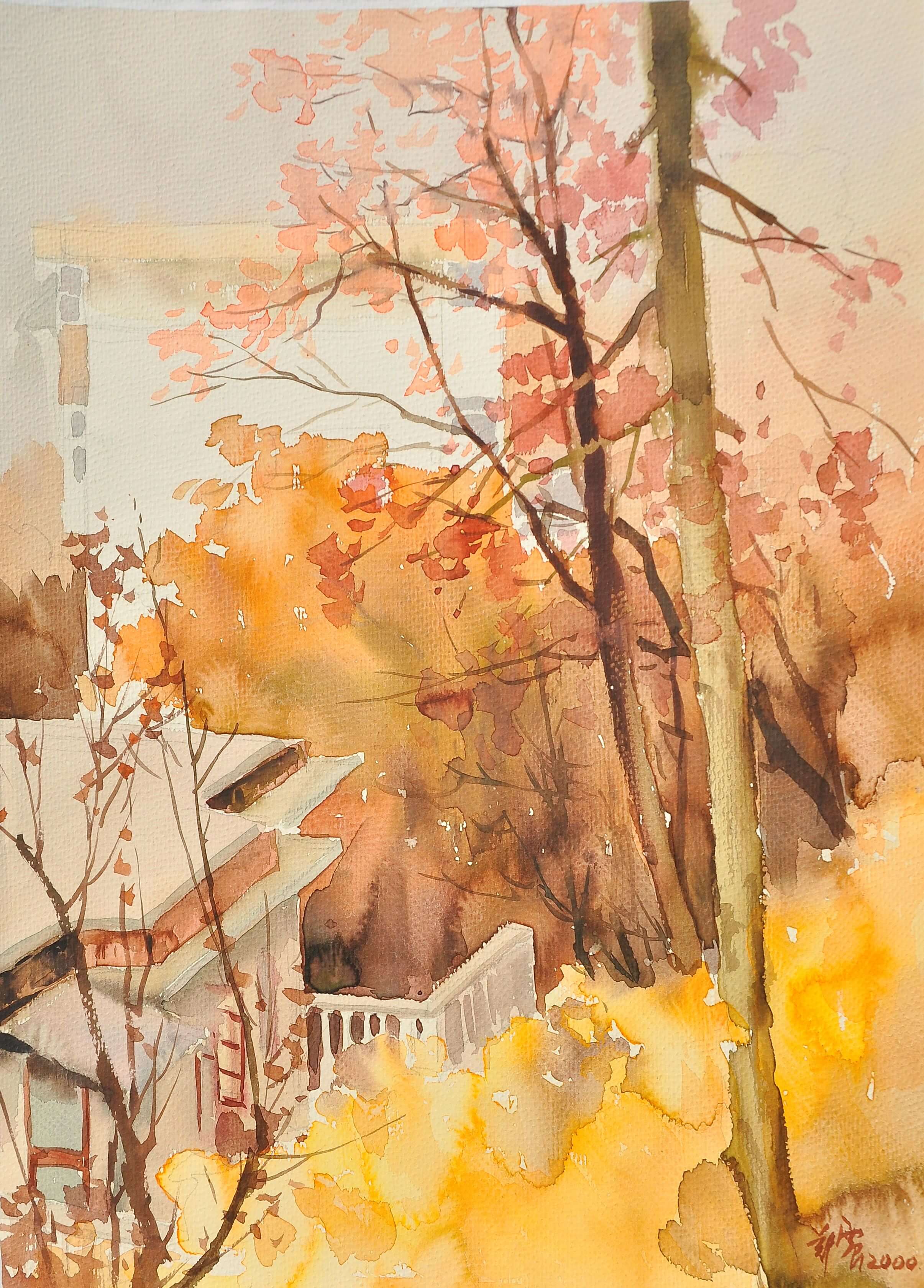 阳台秋色53.5x38.5cm