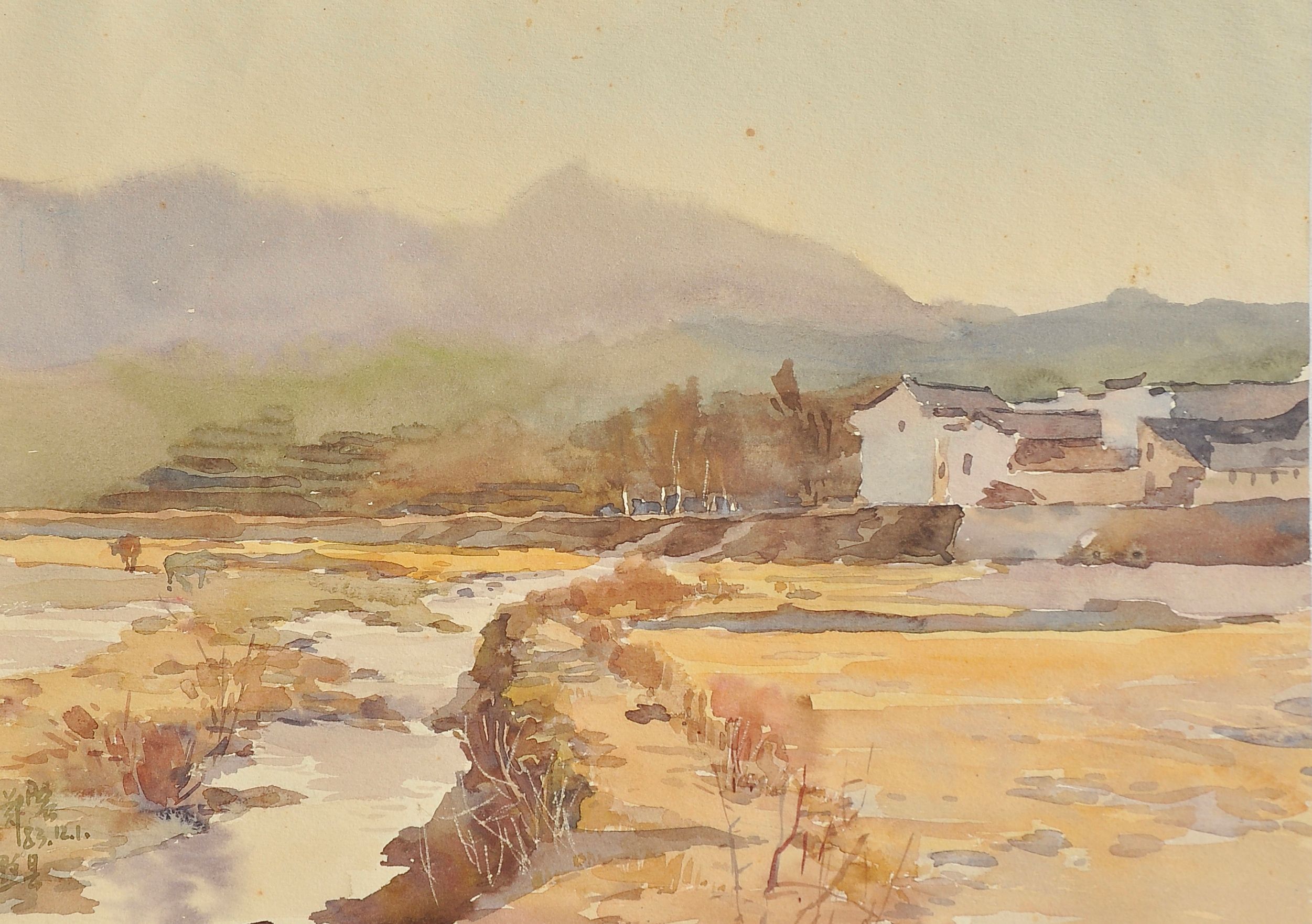 在河滩边35.5x25.5cm