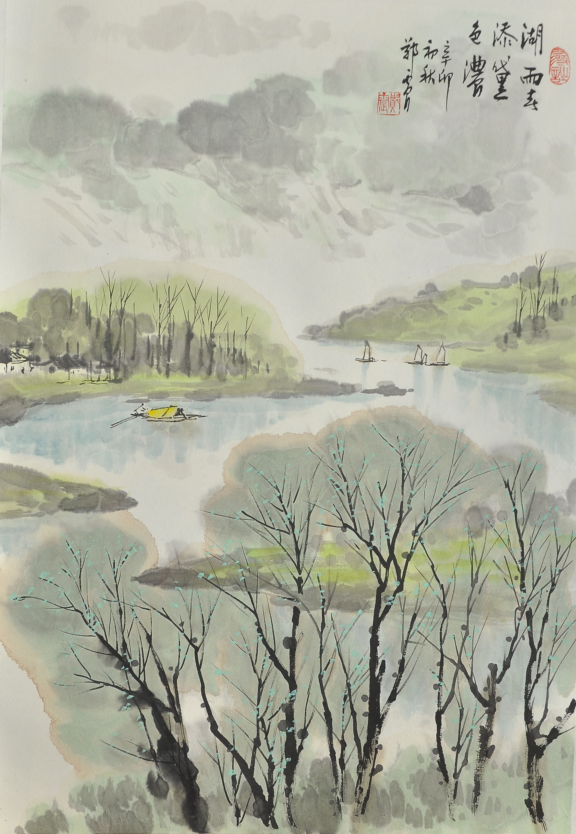 湖雨春添黛色浓 48×73cm